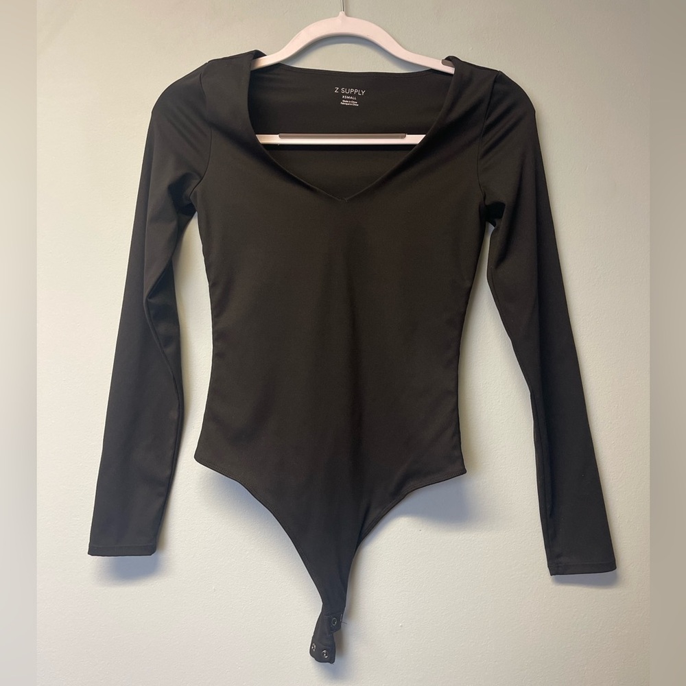 Z Supply Charcoal Long Sleeve Bodysuit